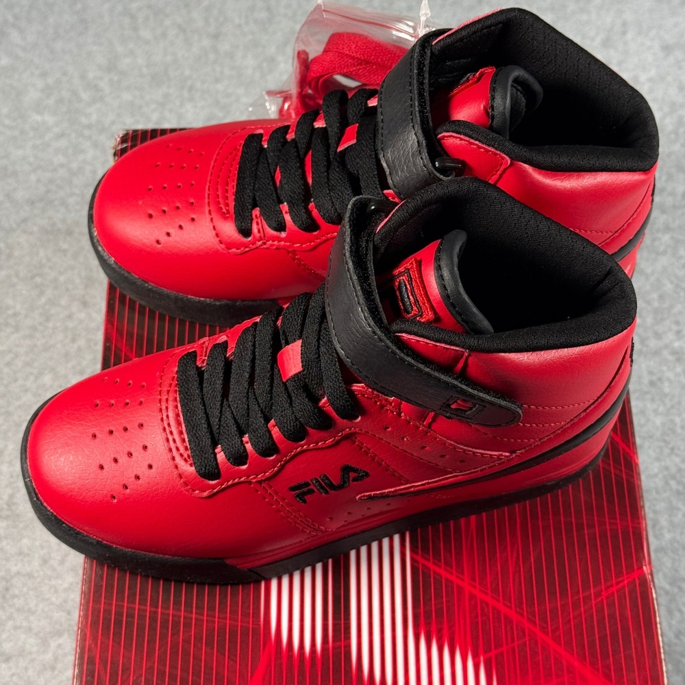 FILA Vulc 13 Red Black High‑Top Kid's 13.5 Classic Strap Sneakers NIB - Picture 4 of 7